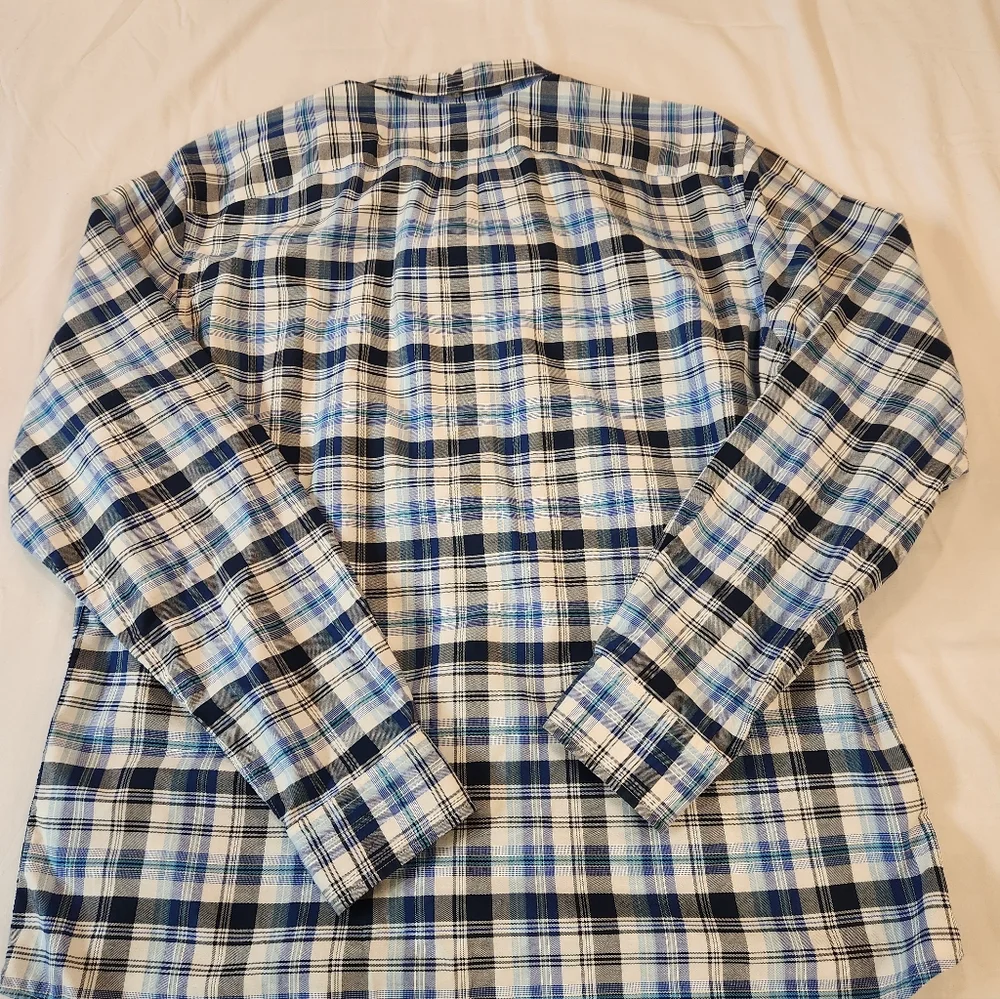 NEW Banana Republic Men's Blue Plaid Flannel Oxford Shirt Size XL Classic Preppy
